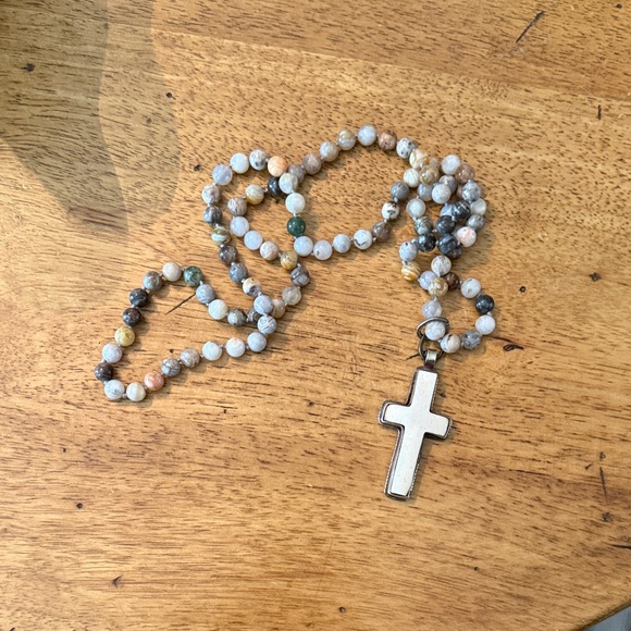 Handmade Beaded Cross Necklace - Picture 1 of 7